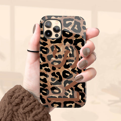 Wild Metallic Leopard 3D Initials iPhone Case